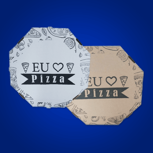 caixa branca e parda embalagem para pizza em campinas e atendendo a região