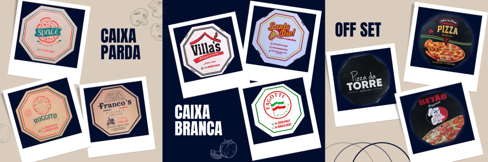 tamanhos dipape embalagens para pizza